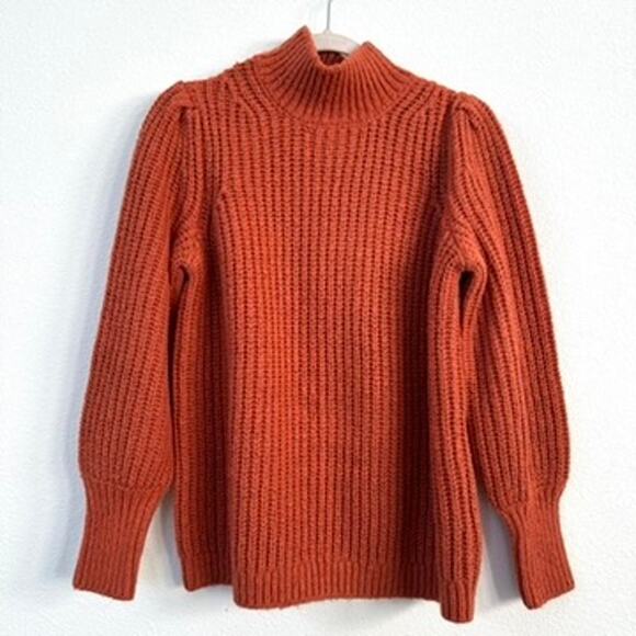 Boden Sweaters - Boden Ribbed Fluffy High Neck Sweater Cardinal Orange S Puff Sleeve Cottagecore